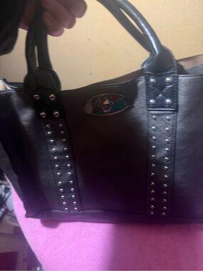 Charming Charlie Black Studded Tote